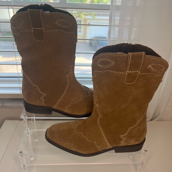 Zara Brown Suede Western Boots - Picture 5 of 7